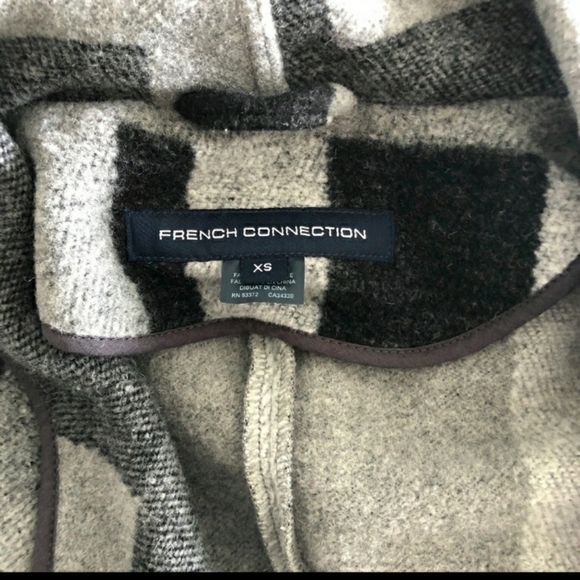 French Connection Black and Gray Color Block Cardigan Coat - Picture 3 of 4